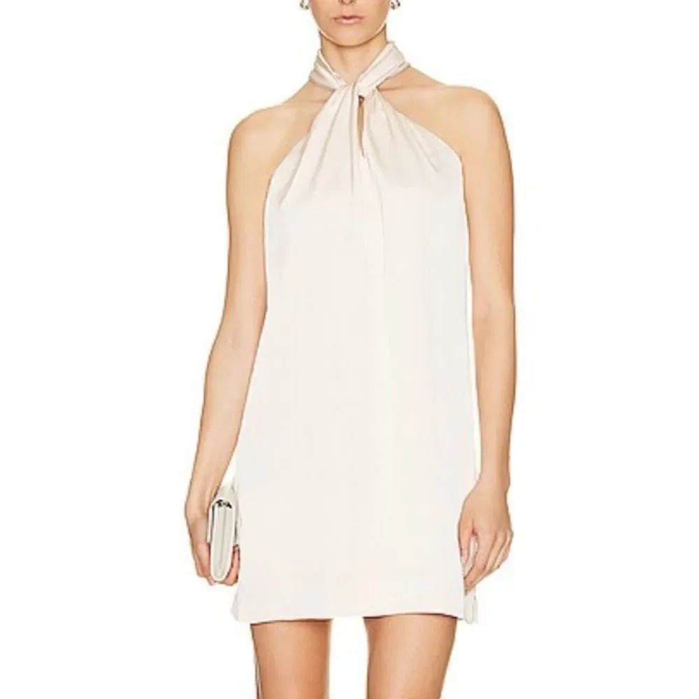 NWT JONATHAN SIMKHAI STANDARD
Mitra Washed Charmeuse Halter Dress Large Sand
